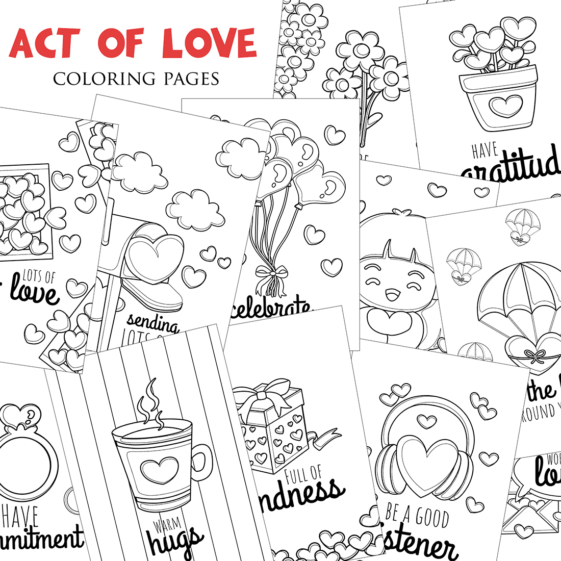 Activity　And　Coloring　Valentine　Love　of　Act　MasterBundles　Kids　Pages　For　Adult