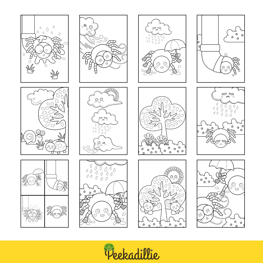 Itsy Bitsy Spider Kids Bedtime Story Classic Rhymes Coloring Pages Activity For Kids And Adult preview image.