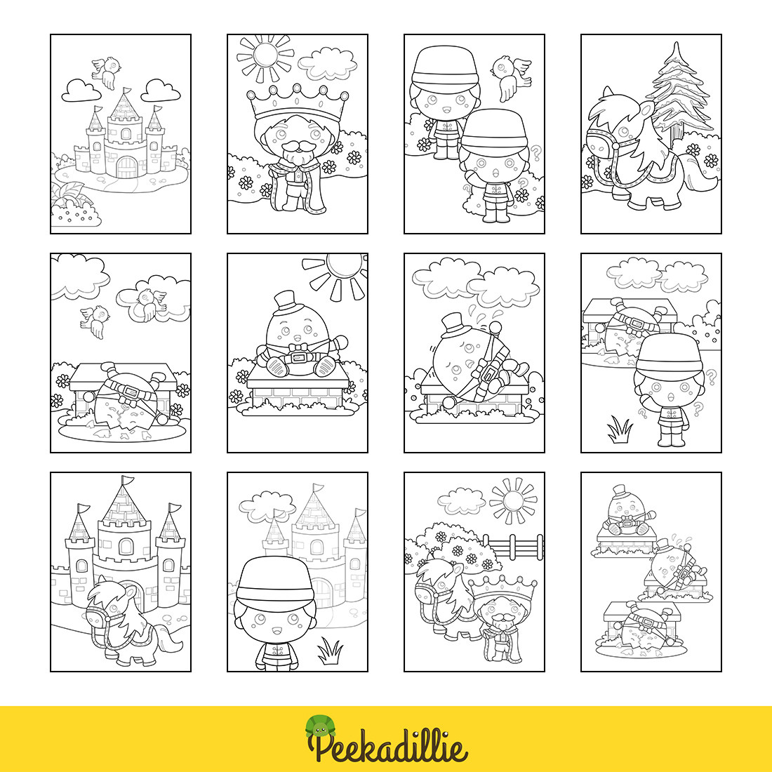 Humpty Dumpty Classic Song Rhymes Story Coloring Pages Activity For Kids And Adult preview image.