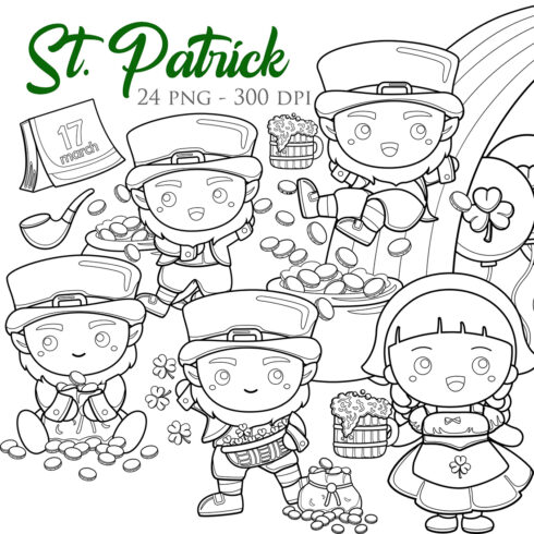 Holiday St Patrick Irish Green Scrapbook Digital Stamp cover image.