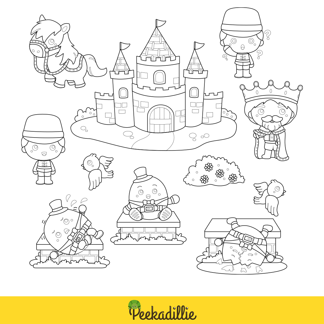 Humpty Dumpty Classic Rhymes Song Story Kids Colorful Scrapbook Digital Stamp preview image.
