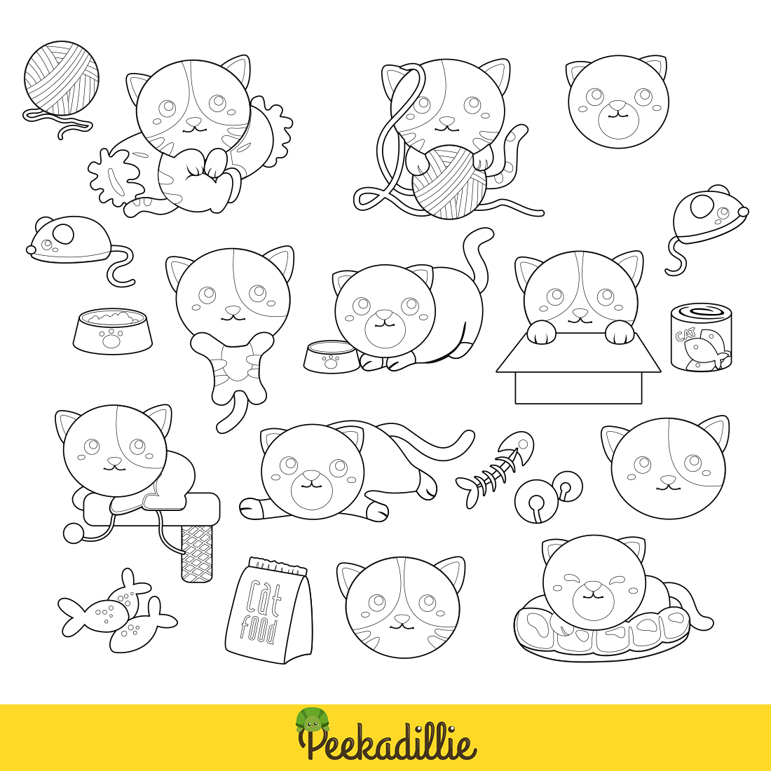 Cute Cat Animal Scrapbook Digital Stamp preview image.