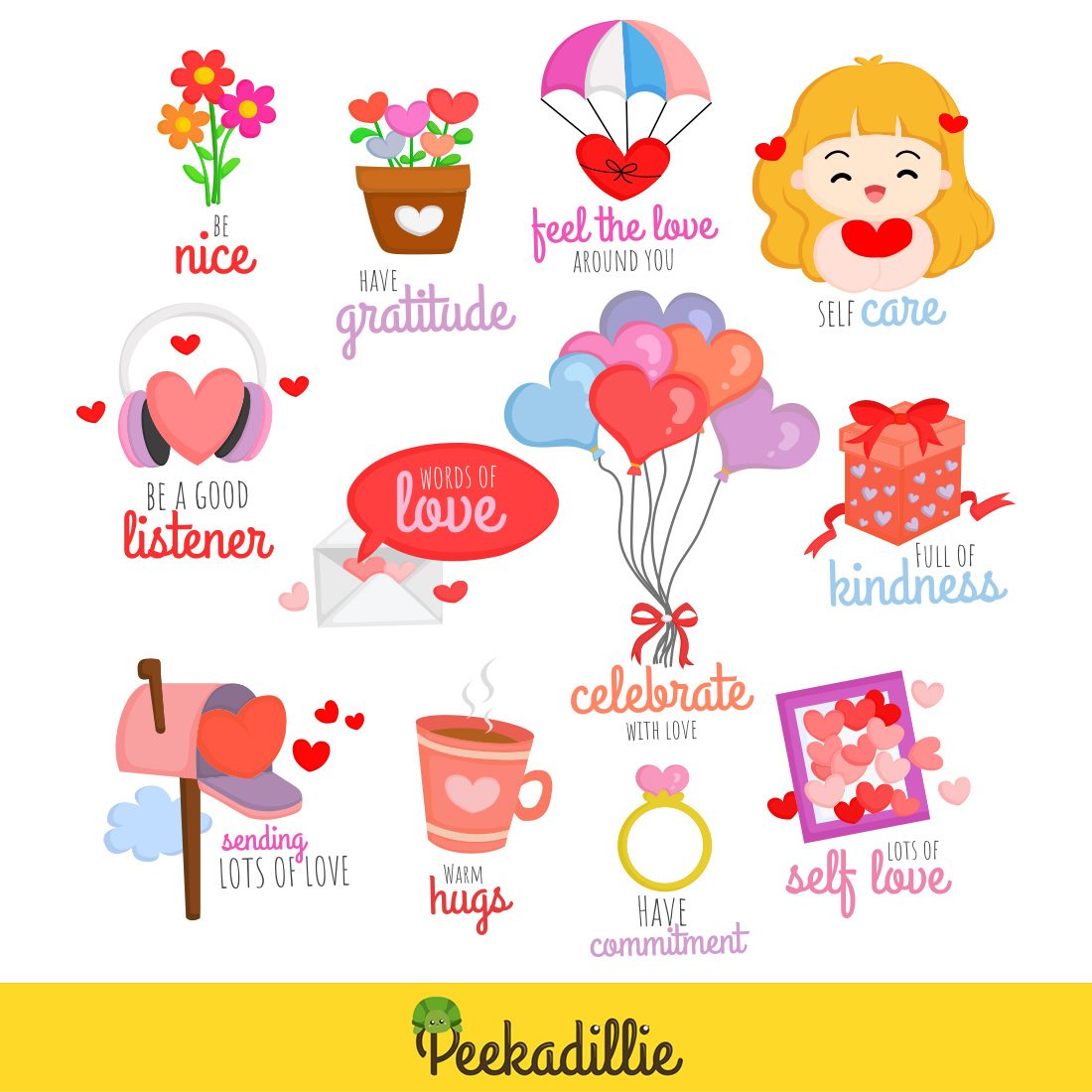 Act of Love Valentine Love Letter Vector Clipart Illustrations preview image.