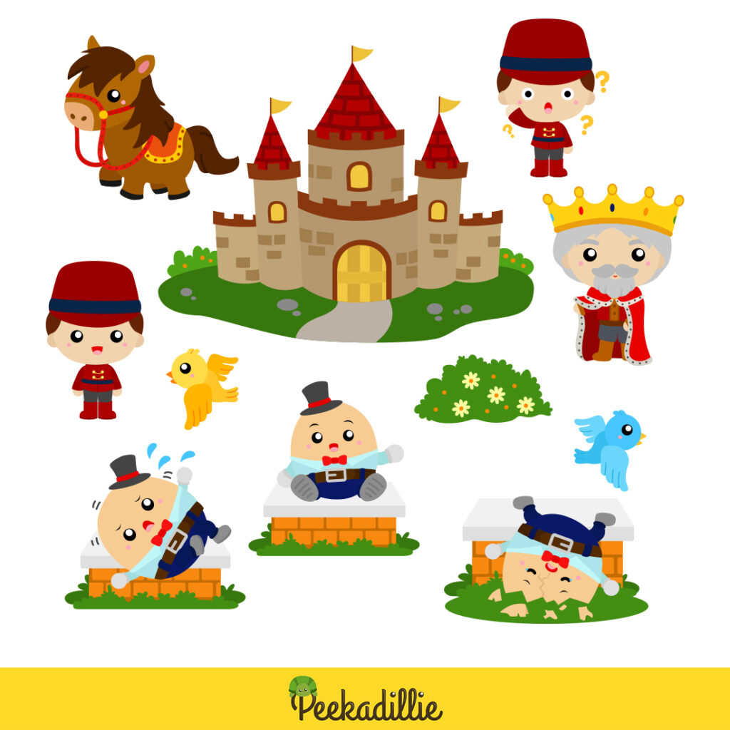 Humpty Dumpty Classic Story Rhymes Vector Clipart Illustrations ...