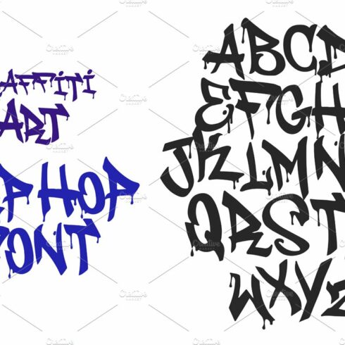 Graffiti black tag vector font cover image.