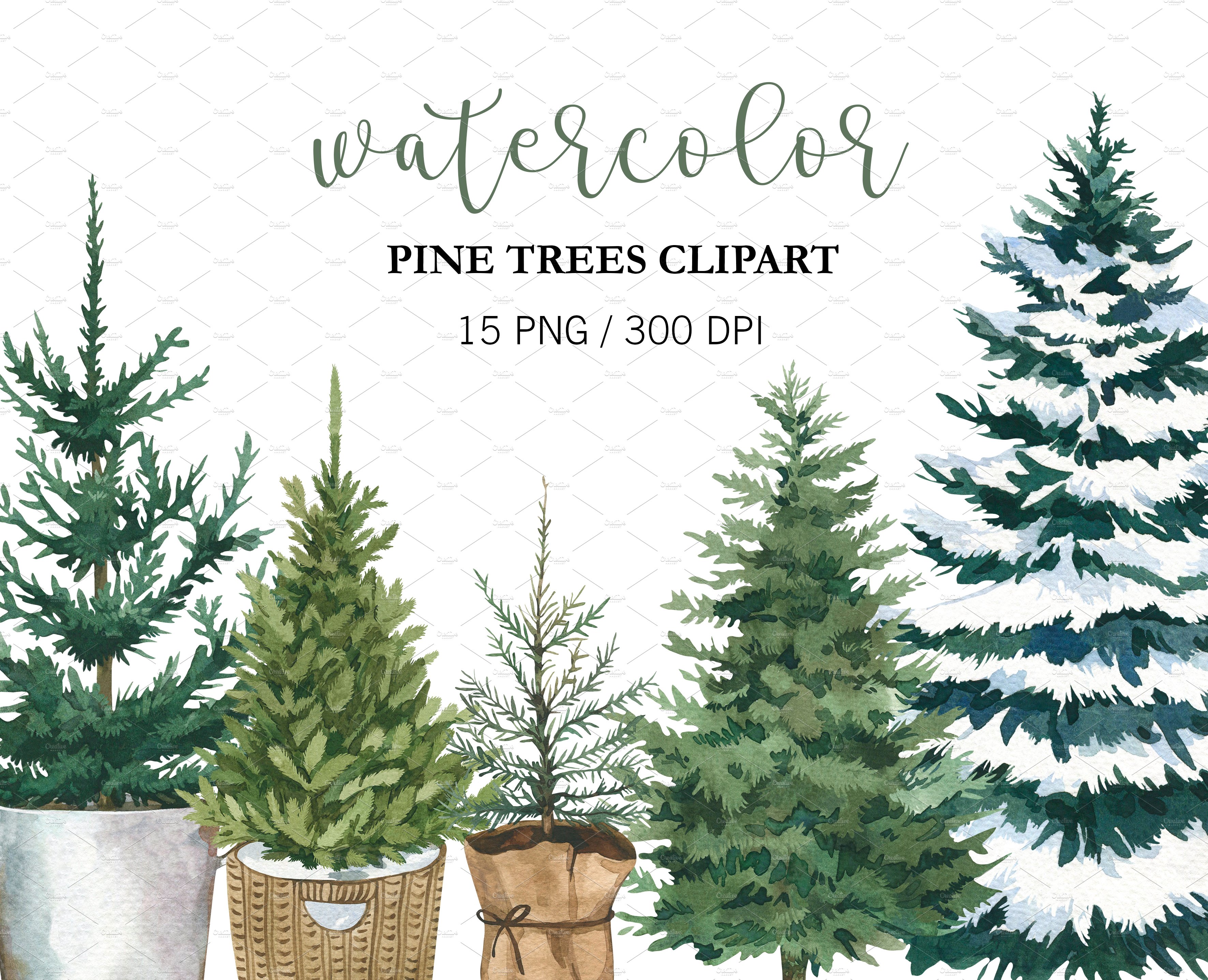 26 PNG Watercolour Green Christmas Alphabet Clipart (Instant