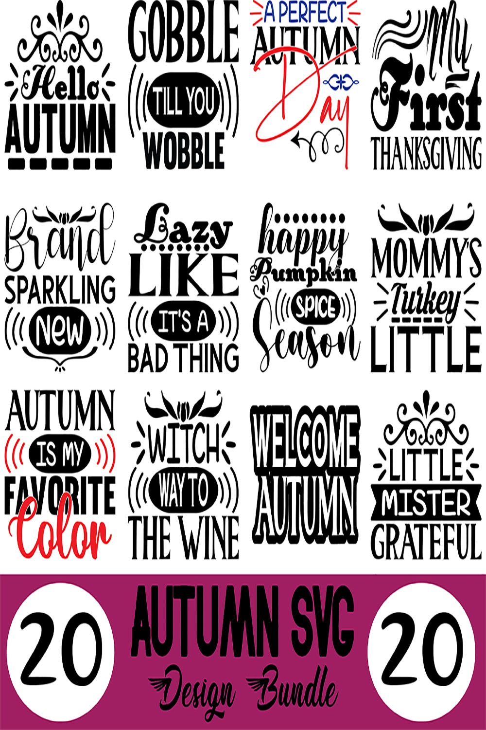 Autumn SVG Designs Bundle pinterest preview image.