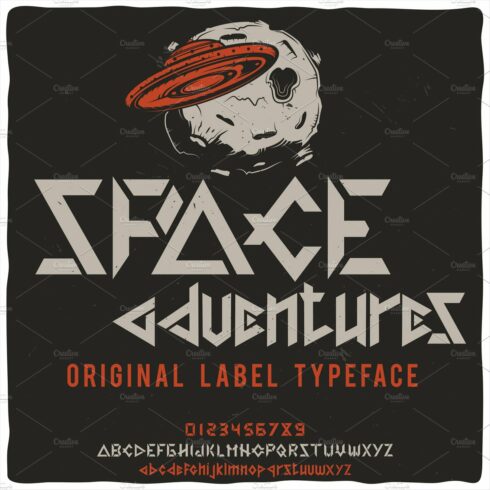 Vintage typeface Space adventures cover image.