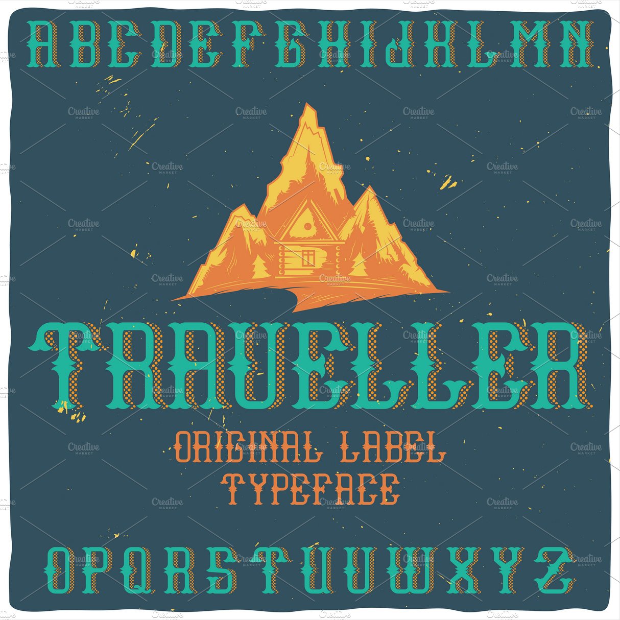Vintage label typeface Traveller preview image.