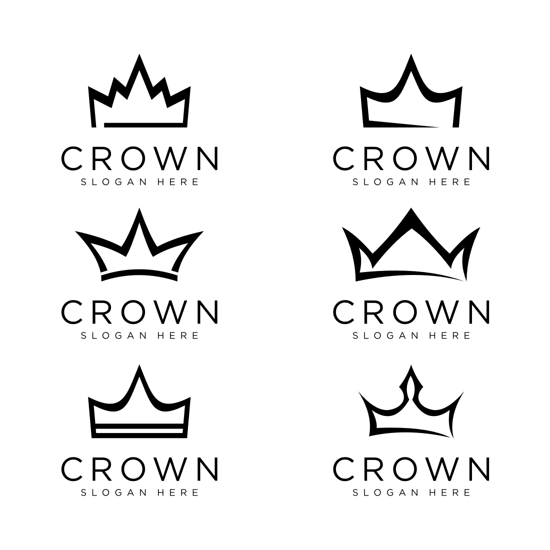 set of crown logo design vector cover image.