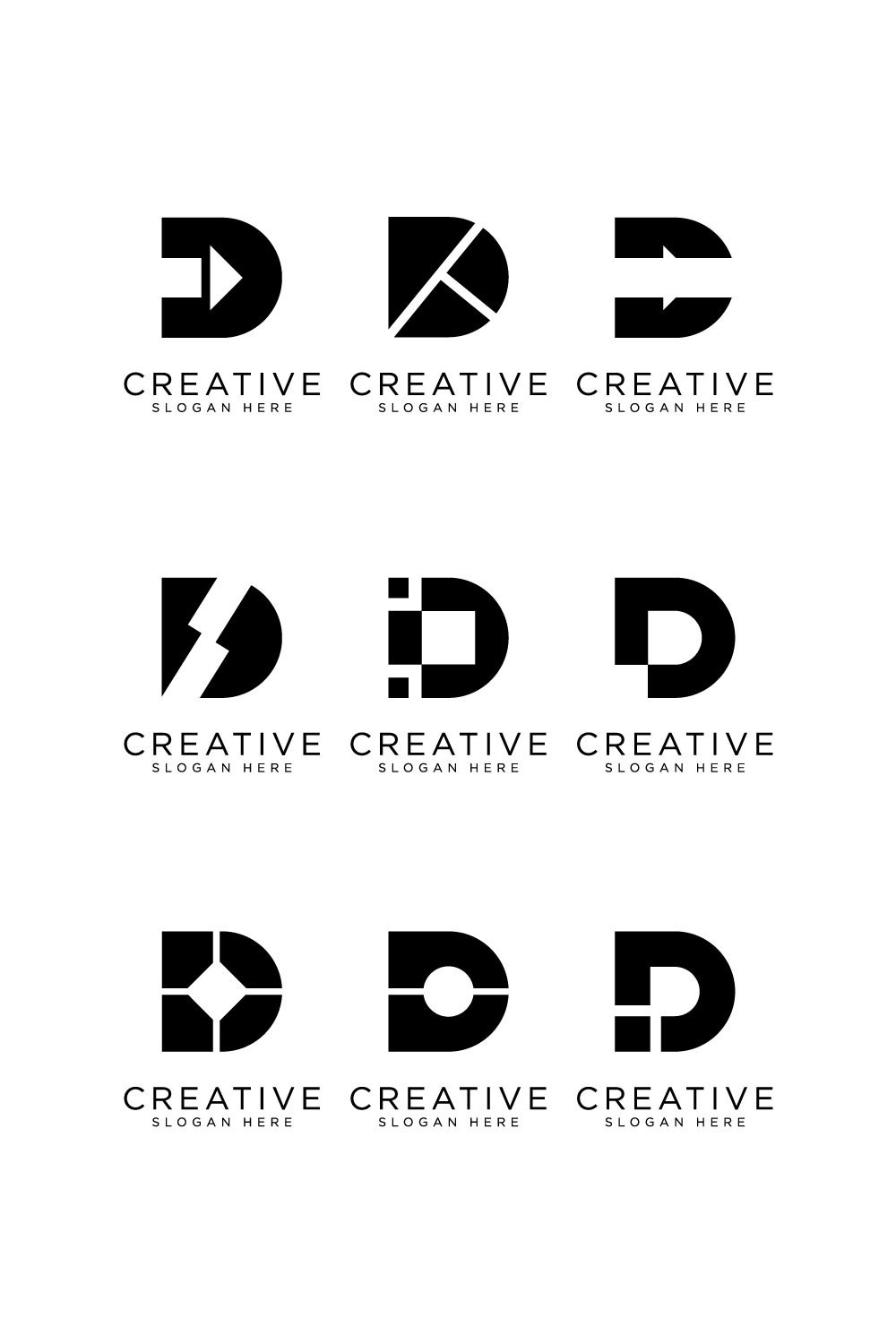 set of letter d logo design vector pinterest preview image.