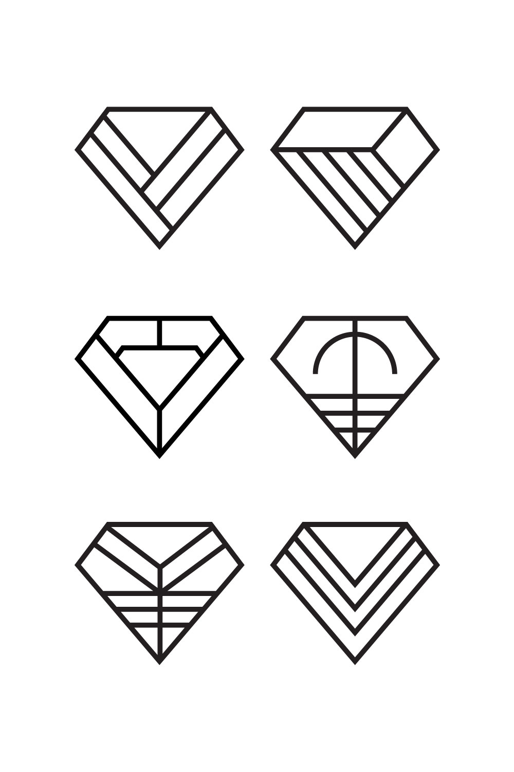 set of diamond geometric logo design vector pinterest preview image.