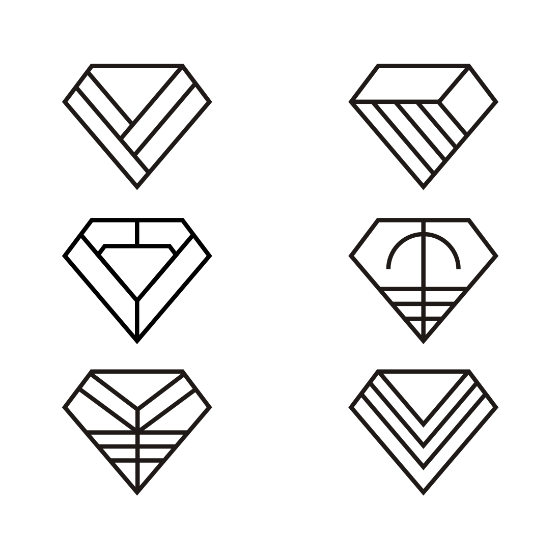 set of diamond geometric logo design vector cover image.