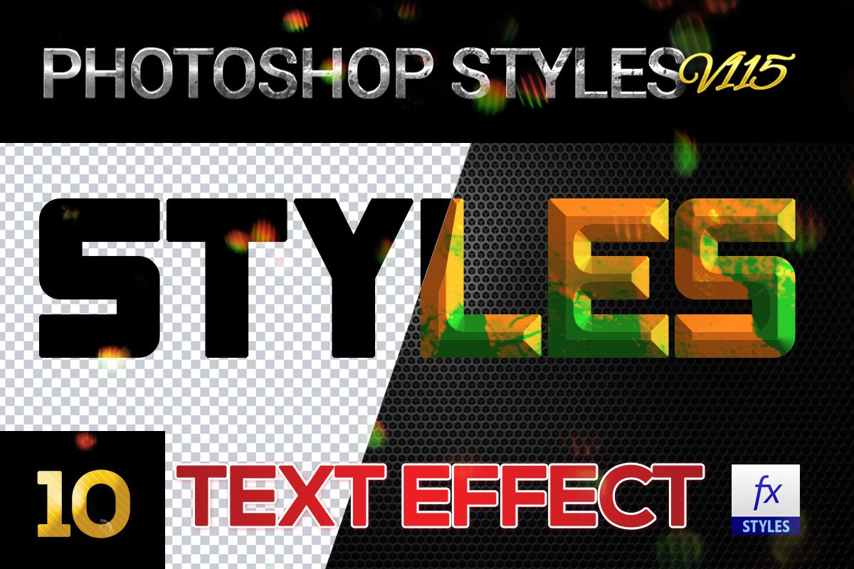 10 creative Photoshop Styles V115cover image.