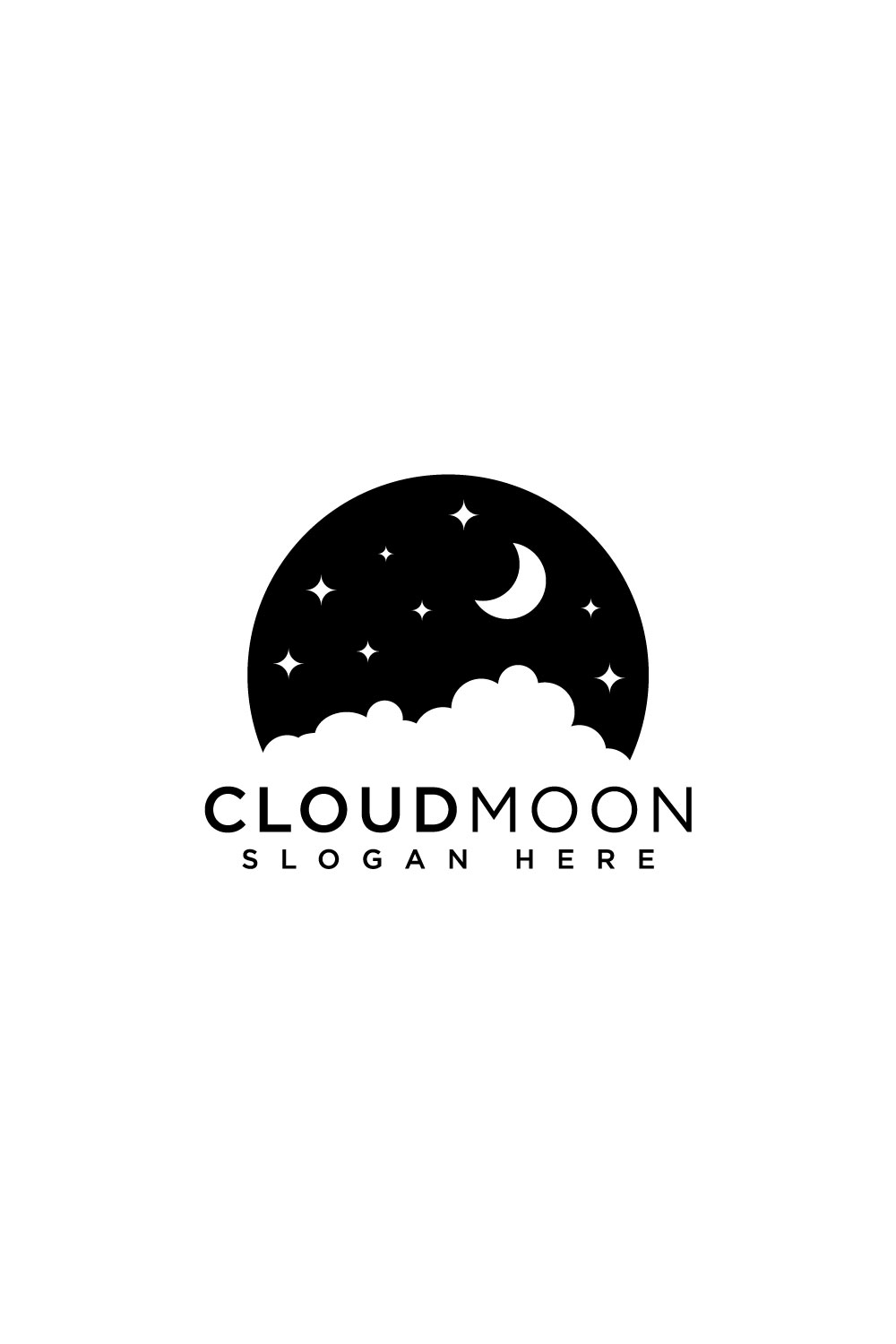 cloud moon logo design vector pinterest preview image.