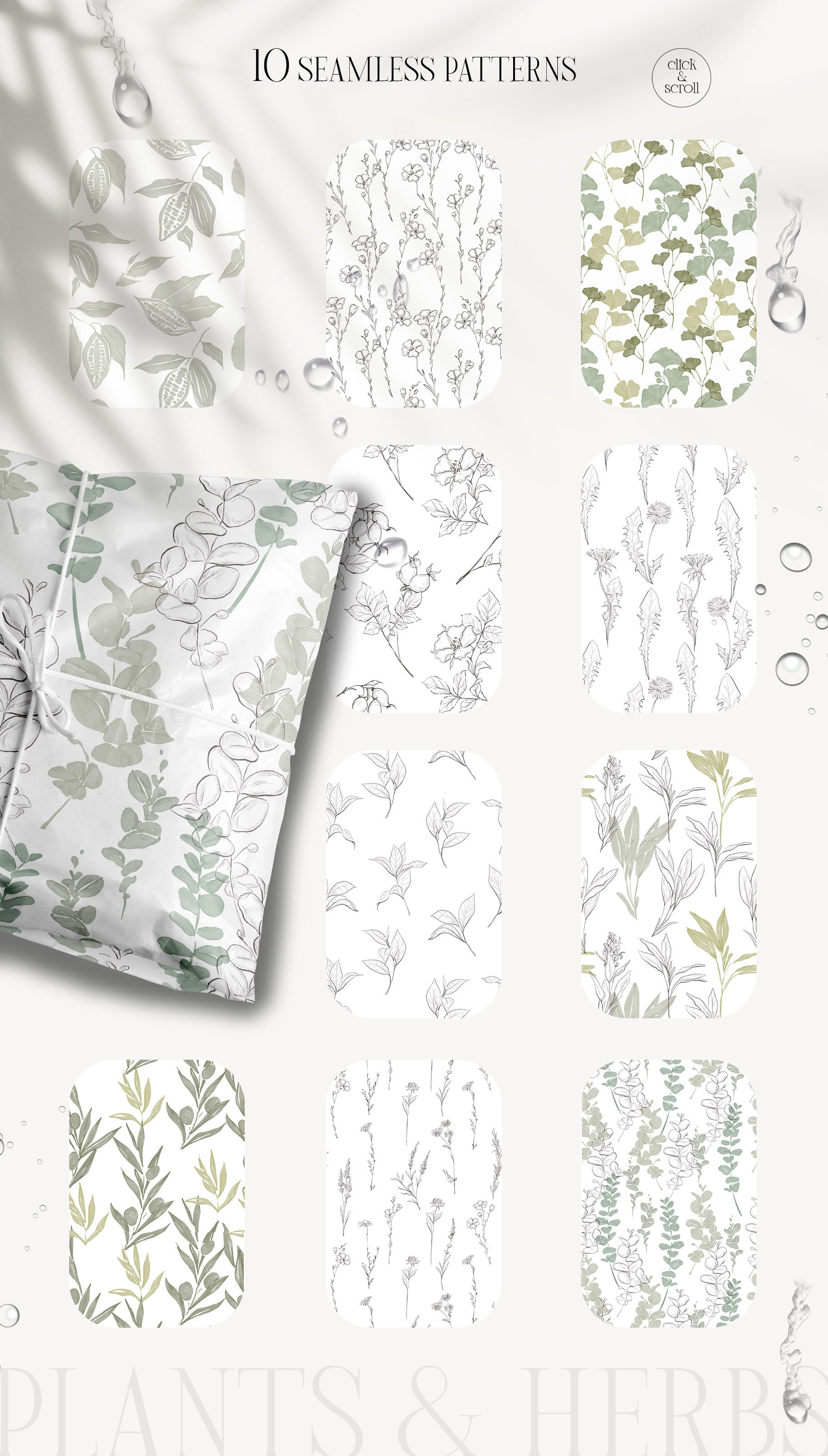 White sheet with green plants and leaves on it.