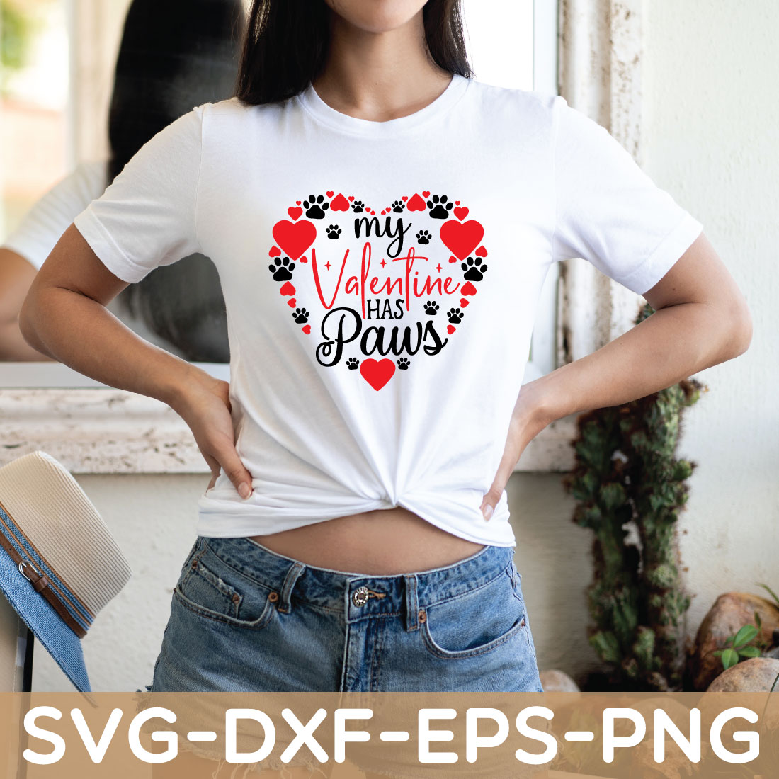 my valentine has paws shirt preview image.