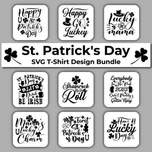 12 St Patrick\'s Day SVG t-shirt design Bundle cover image.