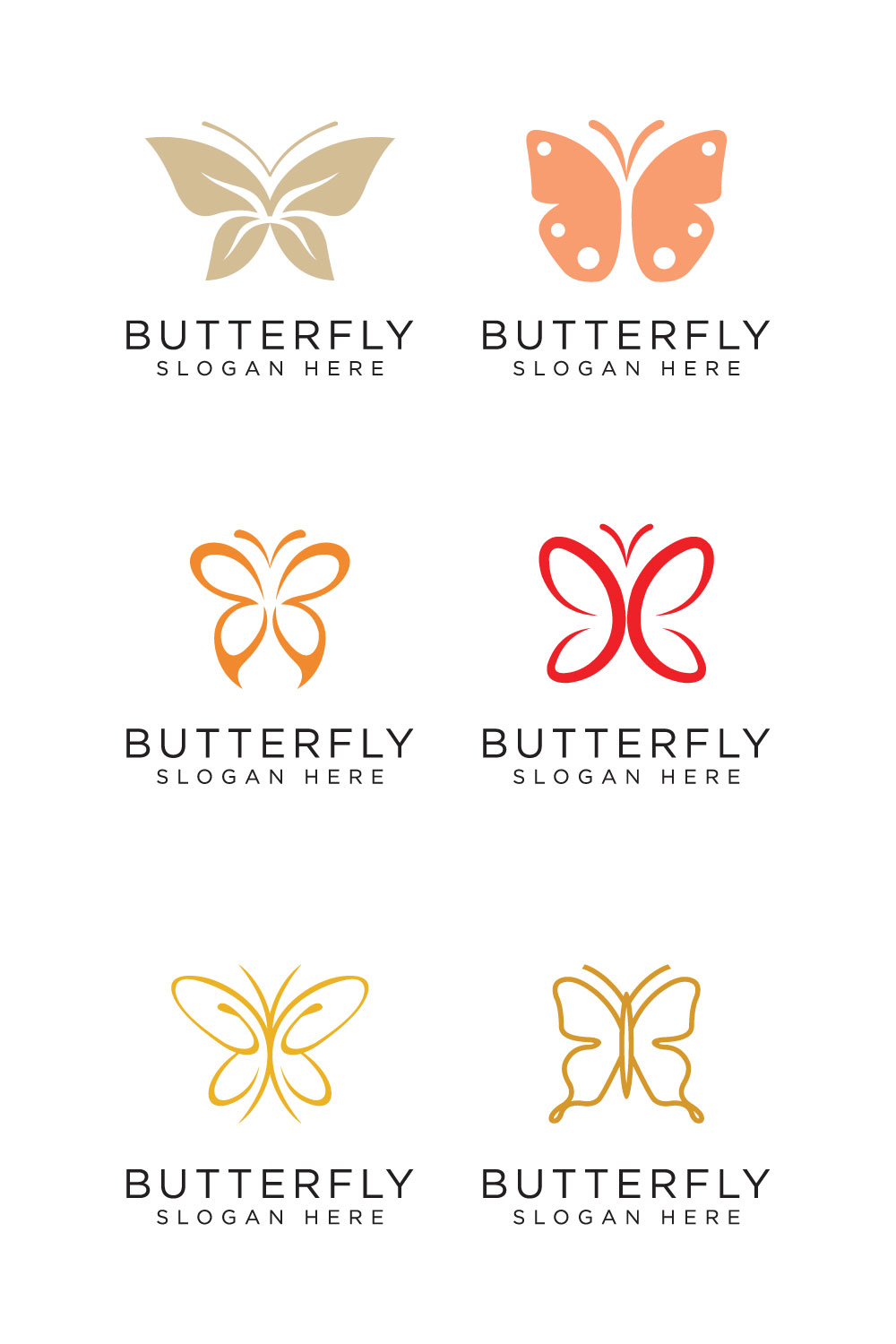 set of butterfly logo vector design pinterest preview image.