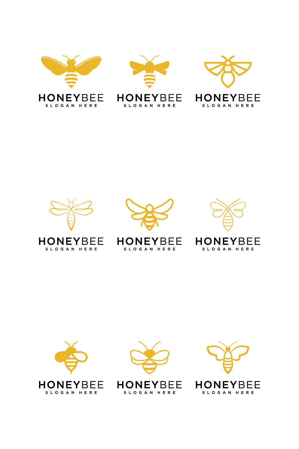 set of honey bee logo vector design pinterest preview image.