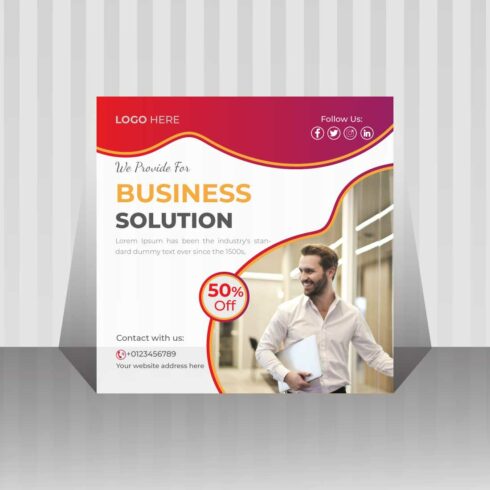 Corporate business social media post design template cover image.