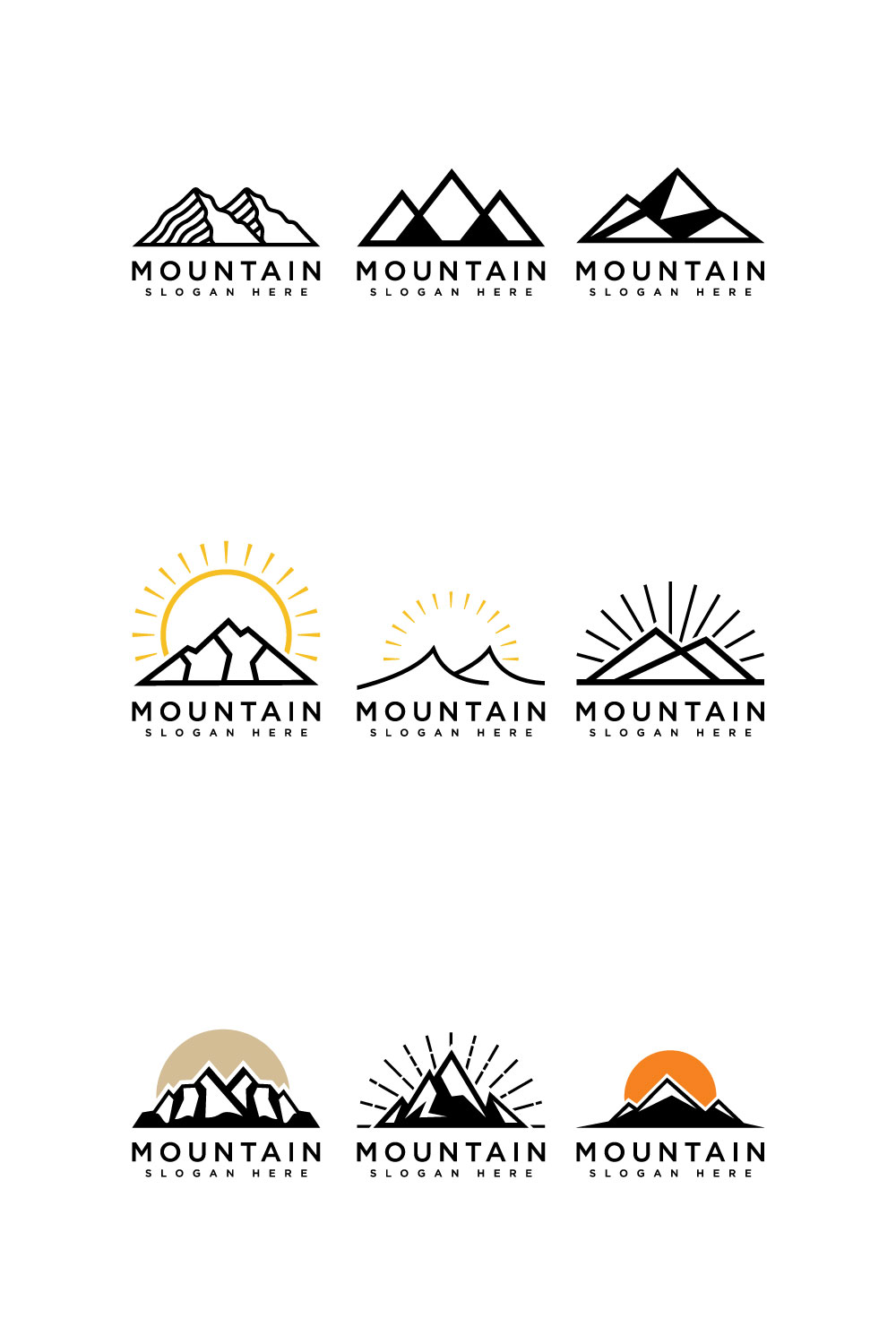 set of mountain logo vector design pinterest preview image.