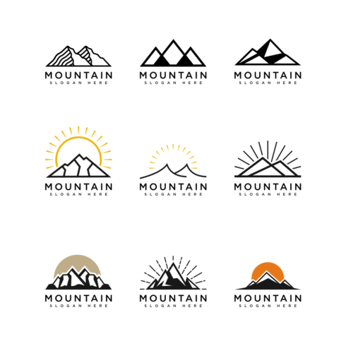 set of mountain logo vector design cover image.