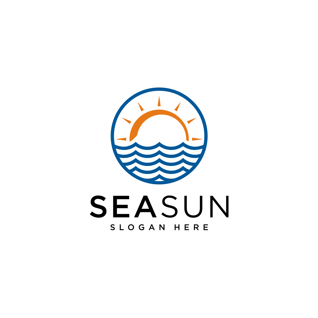 sun and wave logo vector design template cover image.