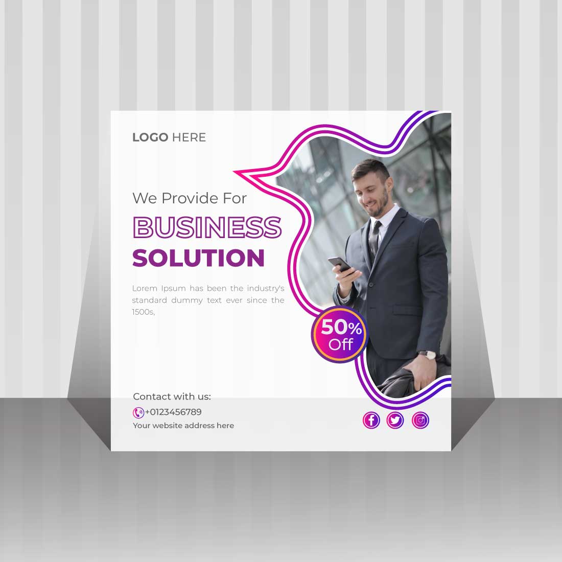 Corporate business social media post design template cover image.