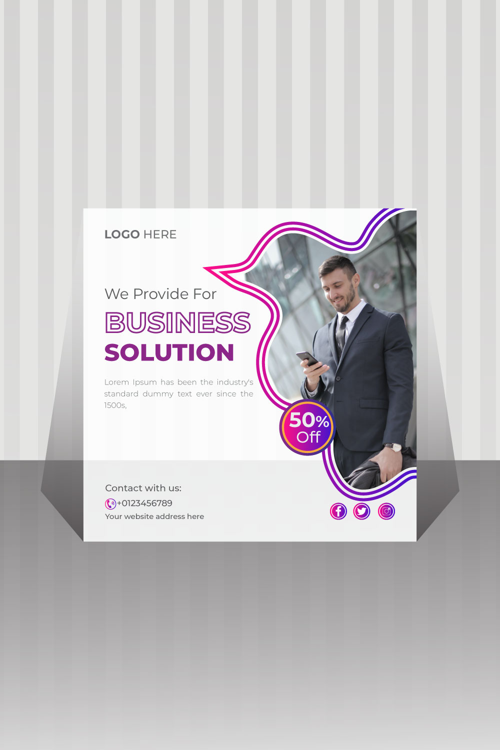 Corporate business social media post design template pinterest preview image.