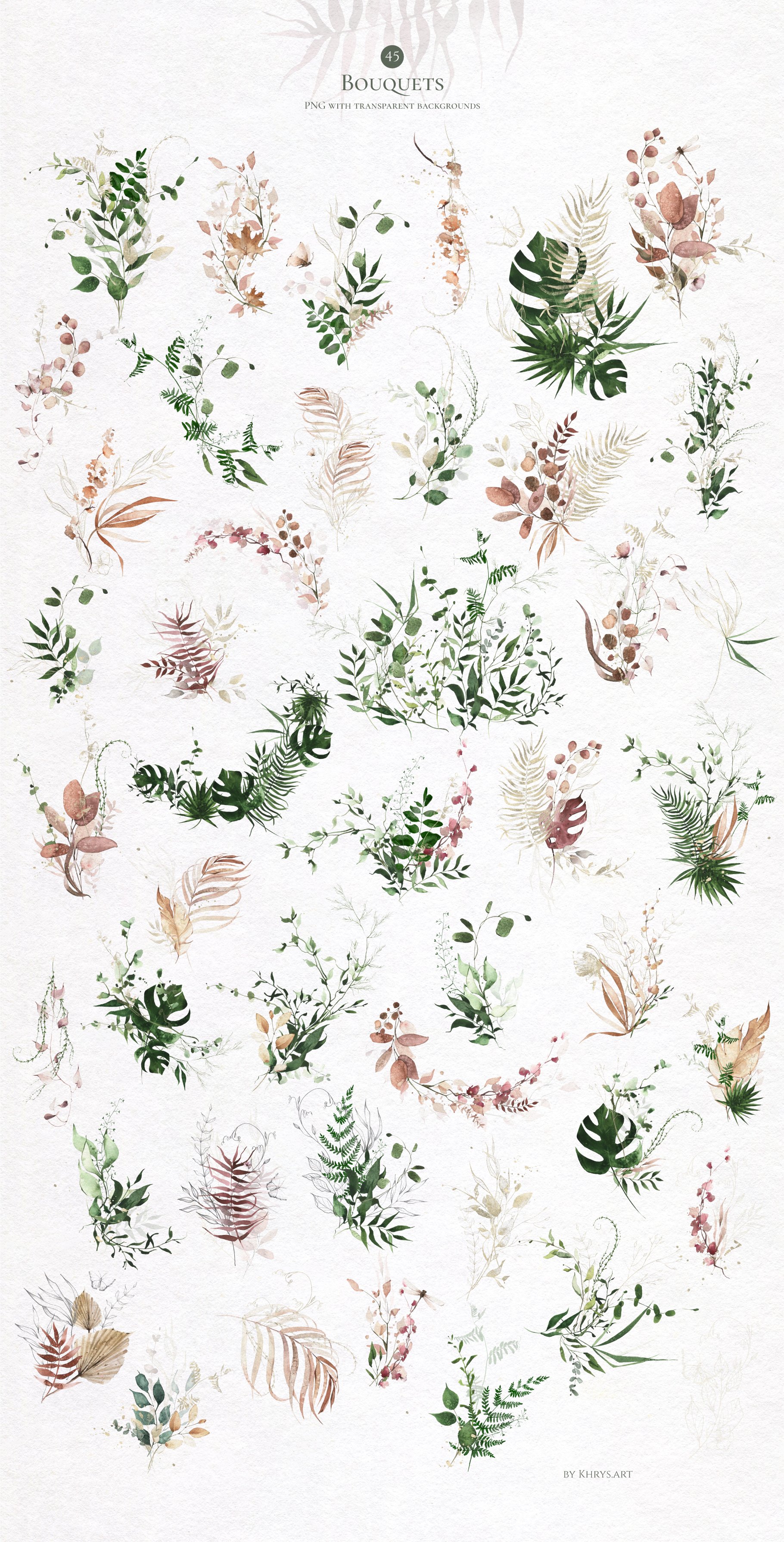 Drawing of a bunch of flowers on a white background.