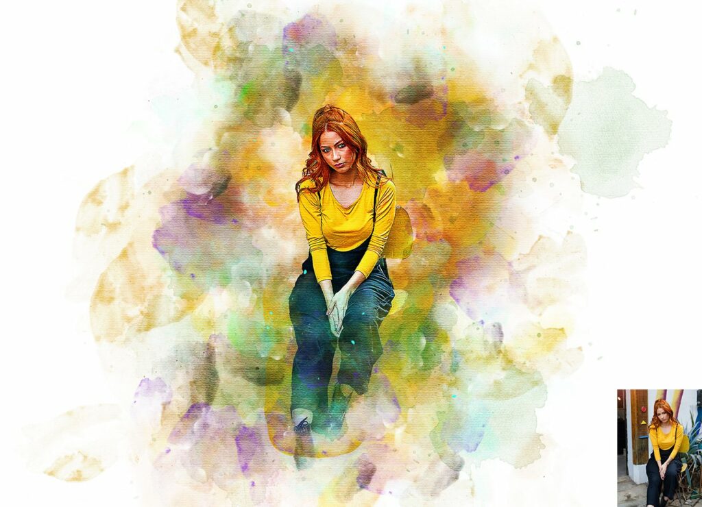 Wet watercolor Art Photoshop Action – MasterBundles