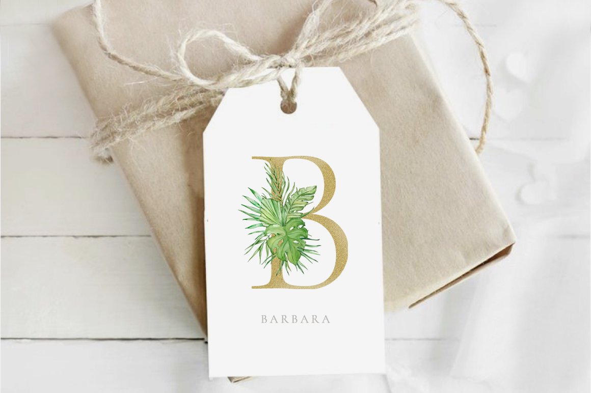 Gift tag with a picture of a plant on it.
