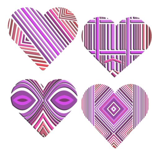 Set of 8Purple Pink Geormetic Valentine Cutout DXF PNG AI cover image.