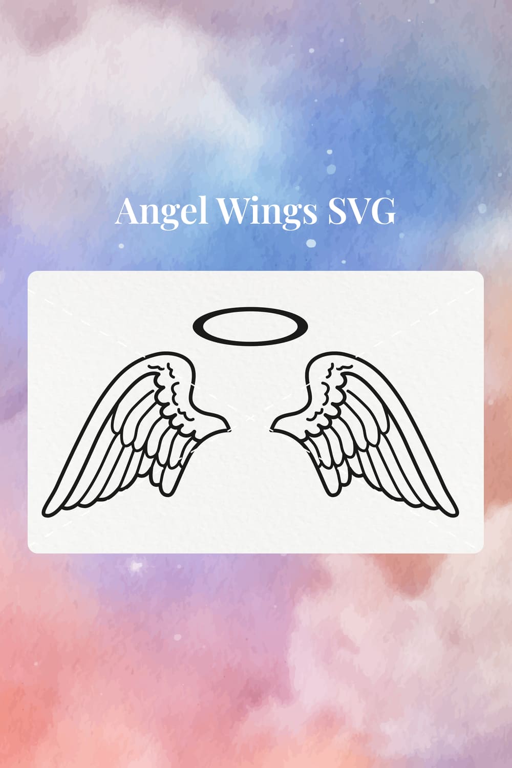 Image of angel wings in black and white and with a halo.