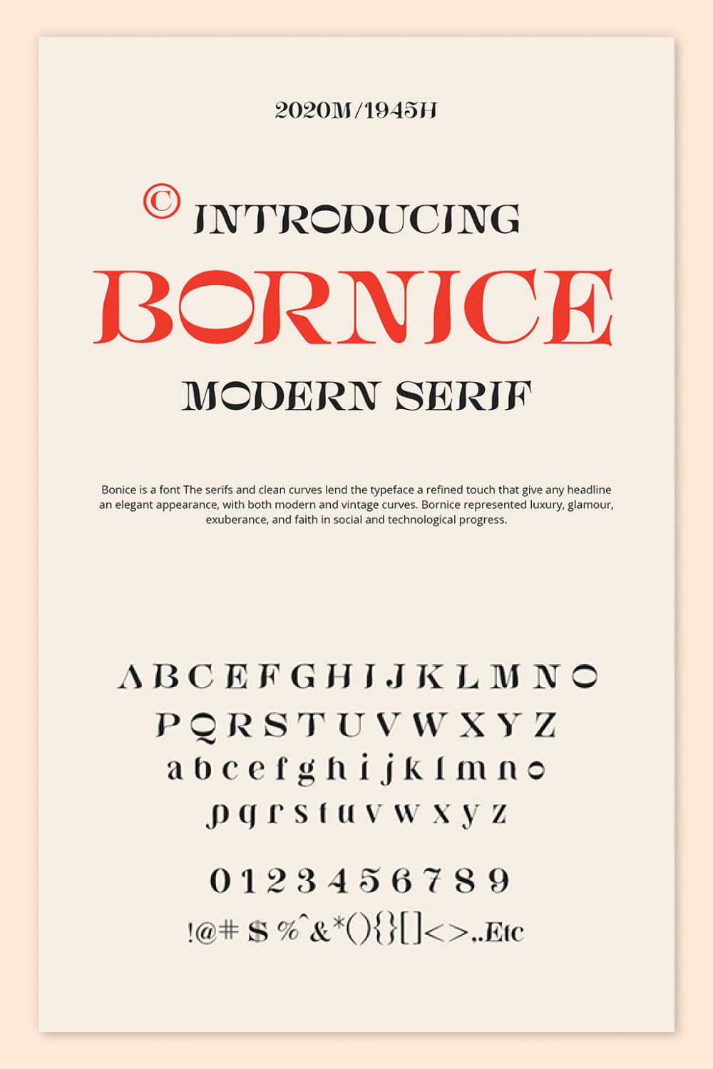 An example of a Bornice Serif Font on a beige background.