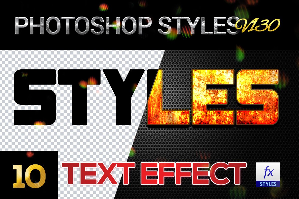 10 creative Photoshop Styles V130cover image.