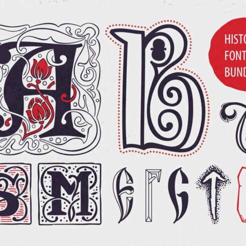 Historical fonts bundle cover image.