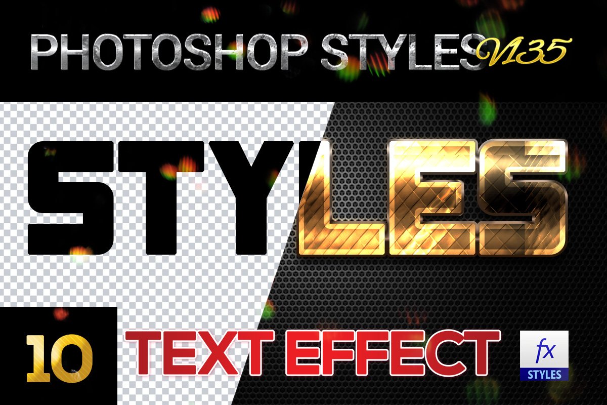 10 creative Photoshop Styles V135cover image.