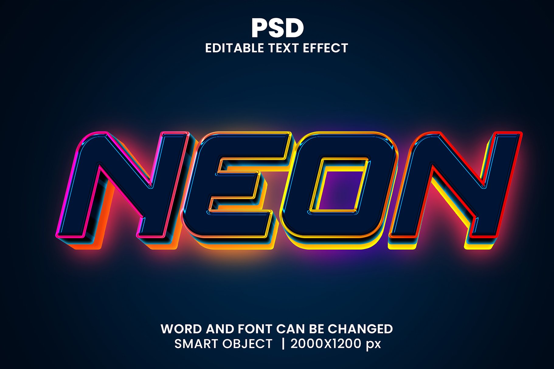 RGB Neon 3d Psd Text Effectpreview image.