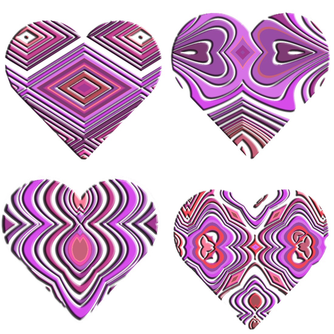 Set of 8Purple Pink Geormetic Valentine Cutout DXF PNG AI preview image.