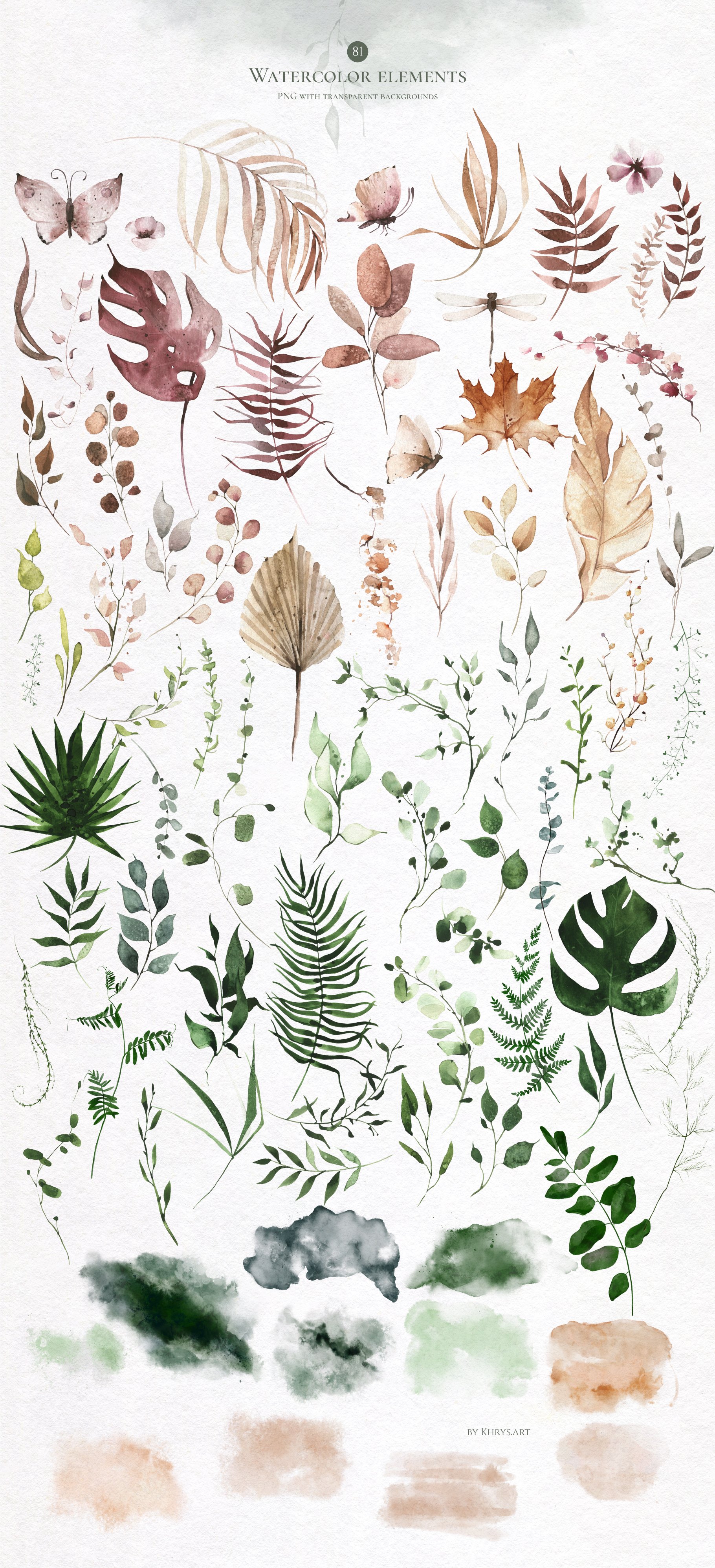 Watercolor painting of a variety of plants by Louise Abbéma.