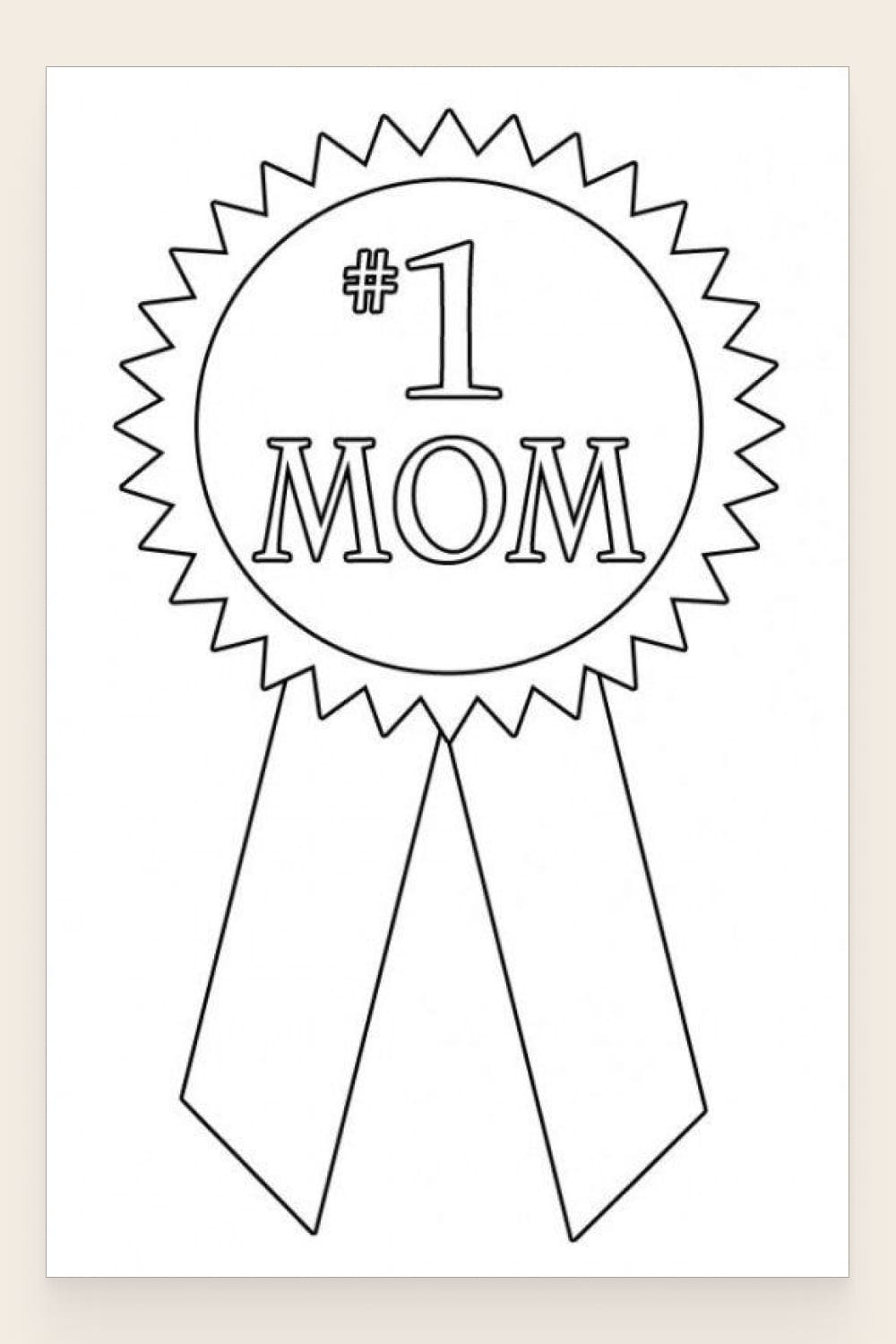 Black and white clipart in the form of an icon #1 Mom.