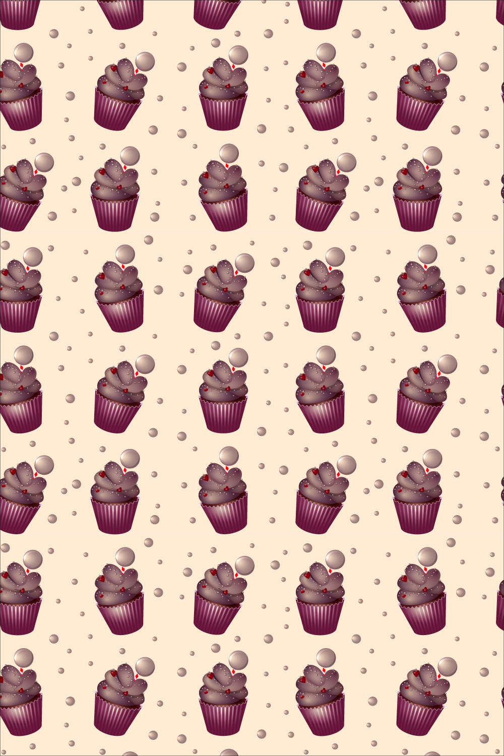 Pattern purple cupcakes with lollipop pinterest preview image.