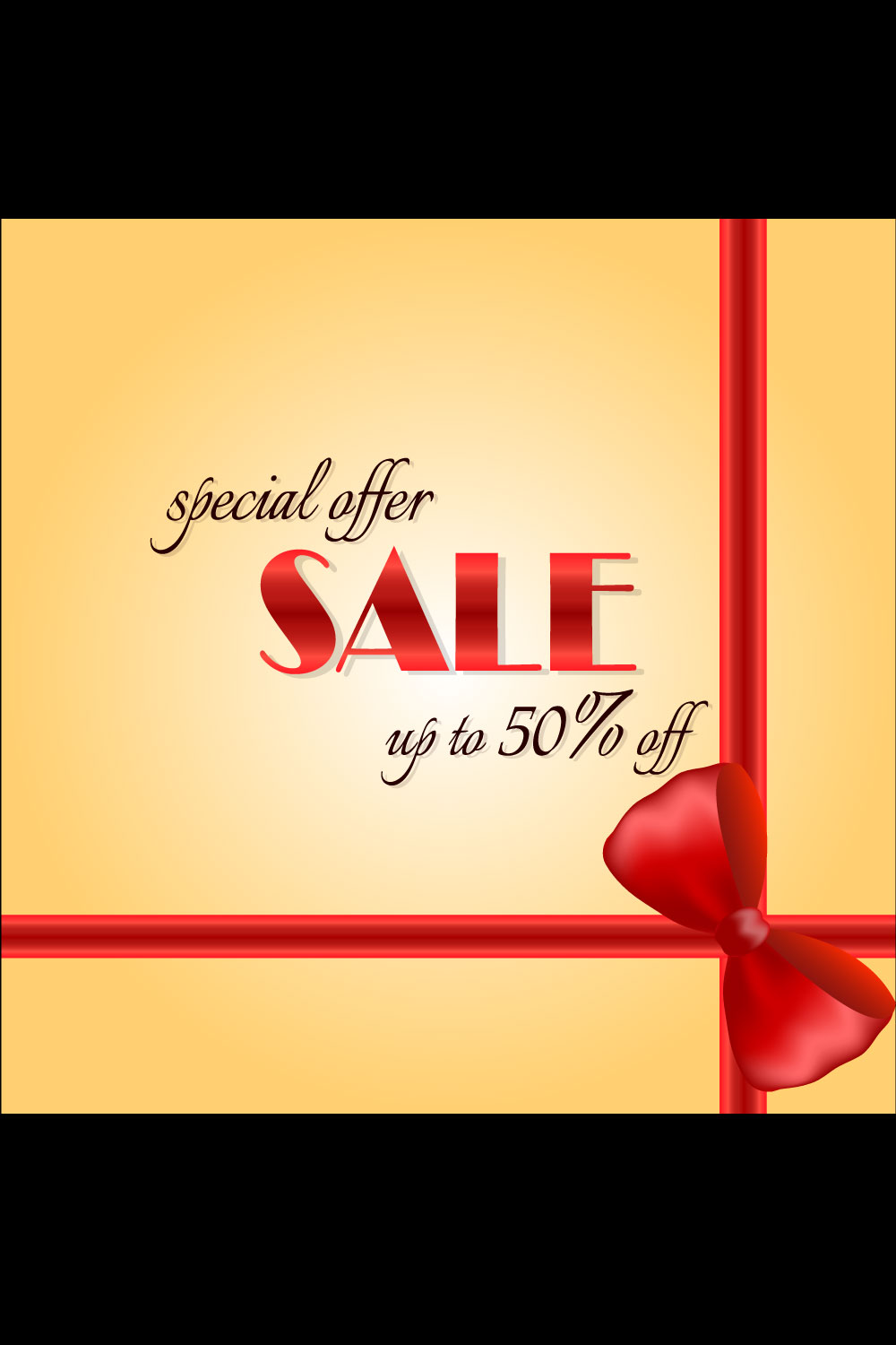 Sale banner with red ribbon pinterest preview image.