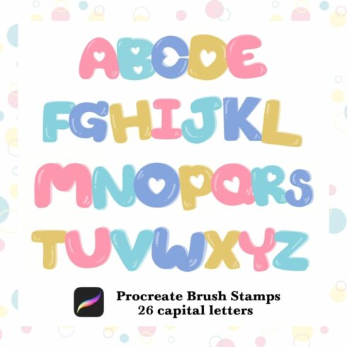 26x2 Captial Letters Procreate Brush Stamps cover image.