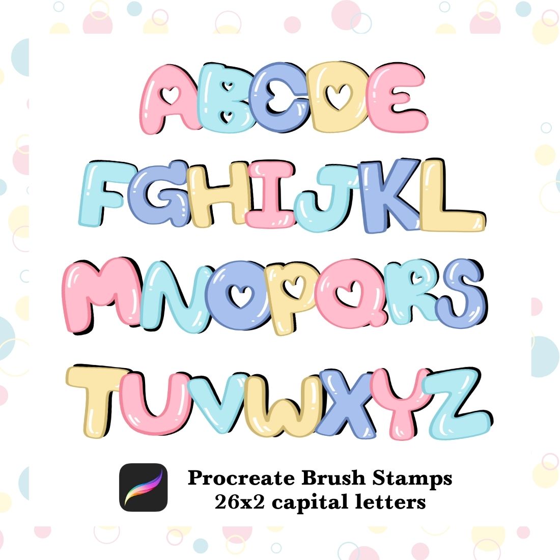 26x2 Captial Letters Procreate Brush Stamps preview image.