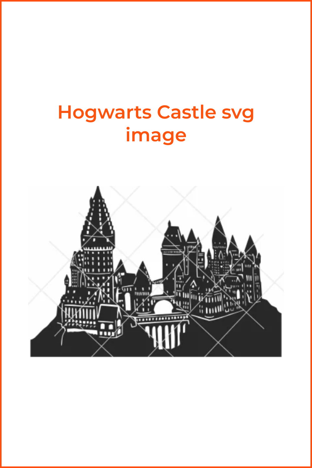 Hogwarts castle silhouette image in black.