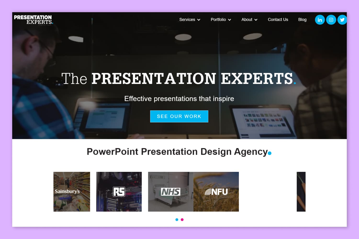 Screenshot of the main page of the site Presentation Experts .