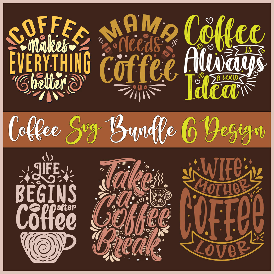 Coffee Typography T-shirt Design Bundle (Volume-1) - MasterBundles